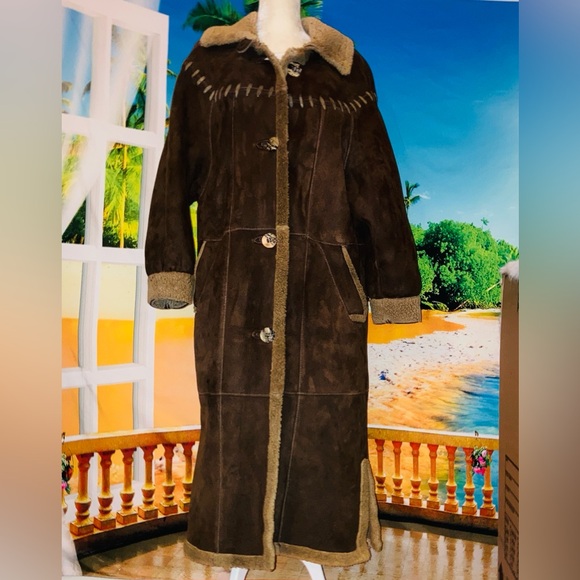 Awesome Shearling and Suede Full Length Coat by Labelle Fourrure in Canada - Picture 1 of 14